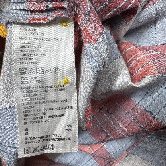 Tommy Bahama Men’s Silk Cotton Blend Plaid Button Down Textured Red Shirt XXL - Picture 15 of 16